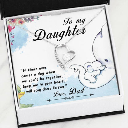 Elephant Gift For Daughter I Will Stay There Forever 14K White Gold Forever Love Necklace