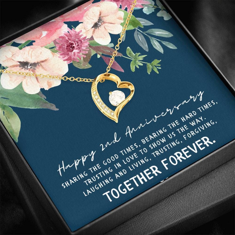 Happy 3rd Anniversary Together Forever Gift For Wife 14K White Gold Forever Love Necklace