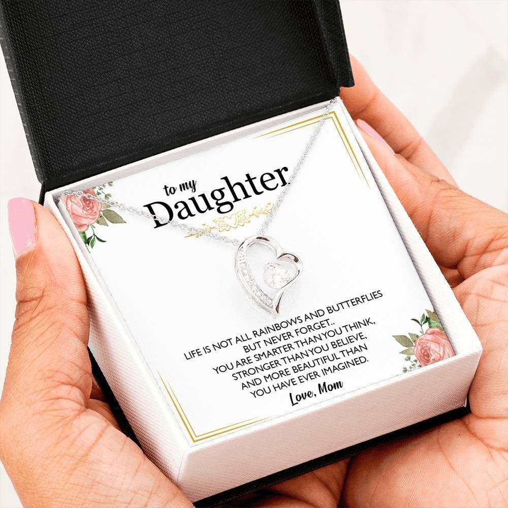 Gift For Daughter Life Is Not All Rainbow 14K White Gold Forever Love Necklace