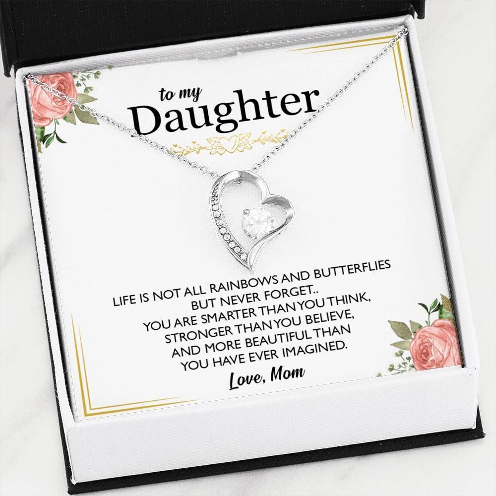 Gift For Daughter Life Is Not All Rainbow 14K White Gold Forever Love Necklace