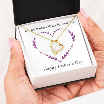 Father's Day 14K White Gold Forever Love Necklace Gift For Badass