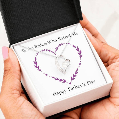 Father's Day 14K White Gold Forever Love Necklace Gift For Badass