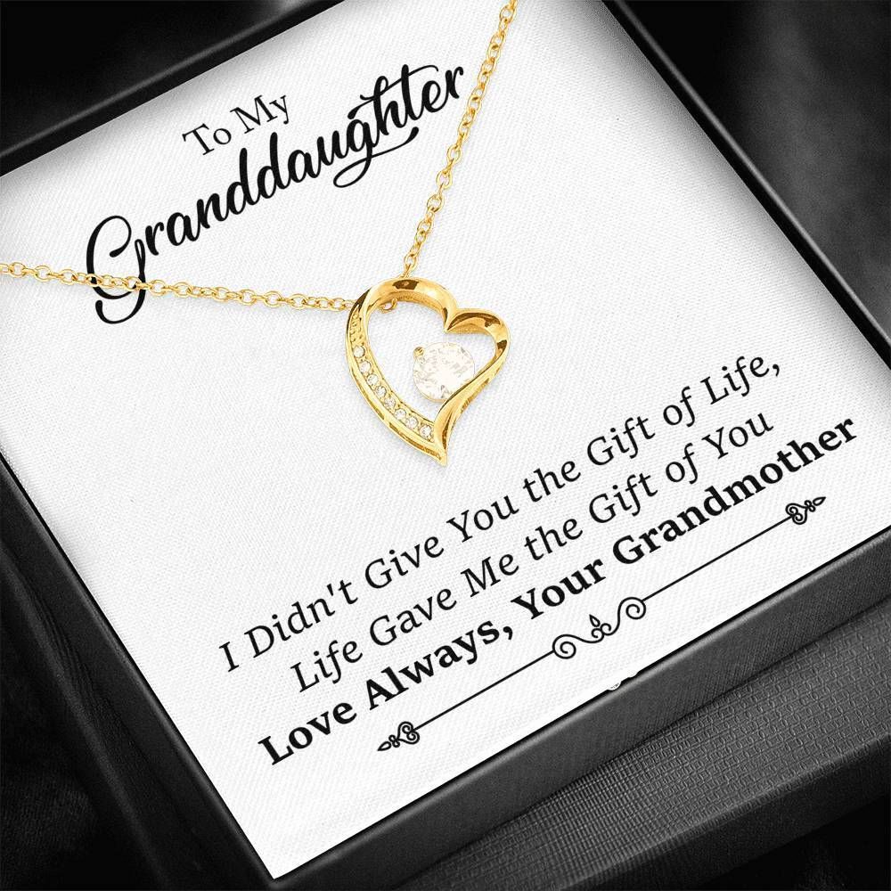 Gift For Granddaughter Life Gave Me The Gift Of You 14K White Gold Forever Love Necklace