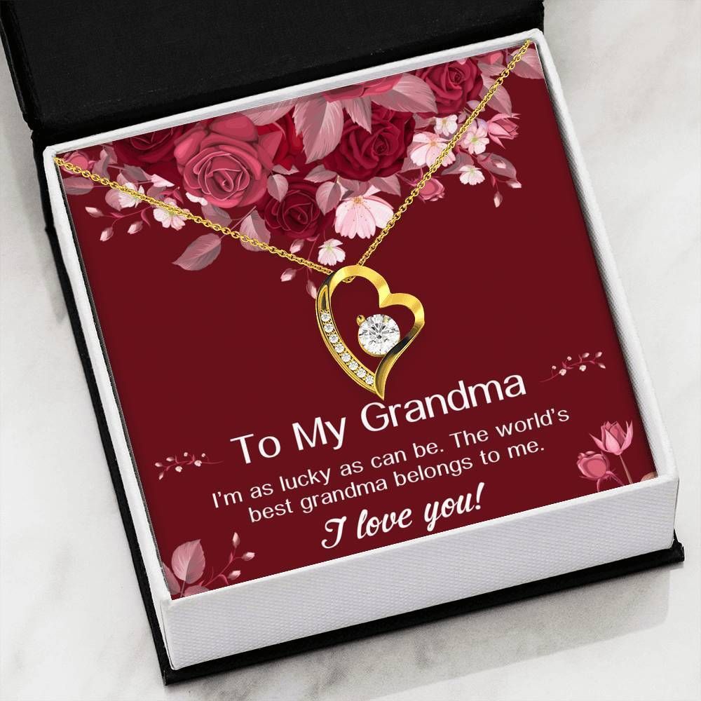 I'm As Lucky As Can Be 18k Gold Forever Love Necklace Gift For Grandma