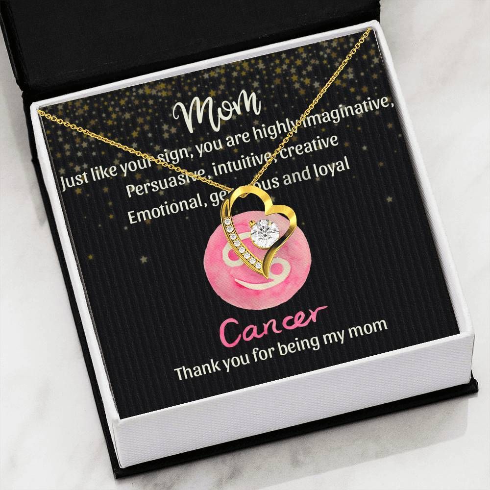 Thank For Being My Mom Gift For Cancer Zodiac Mom 14K White Gold Forever Love Necklace