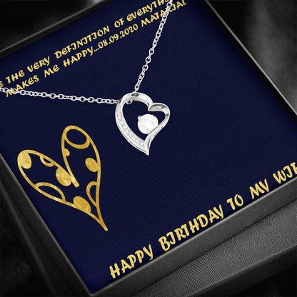 Happy Birthday To My Wife Blue 14K White Gold Forever Love Necklace