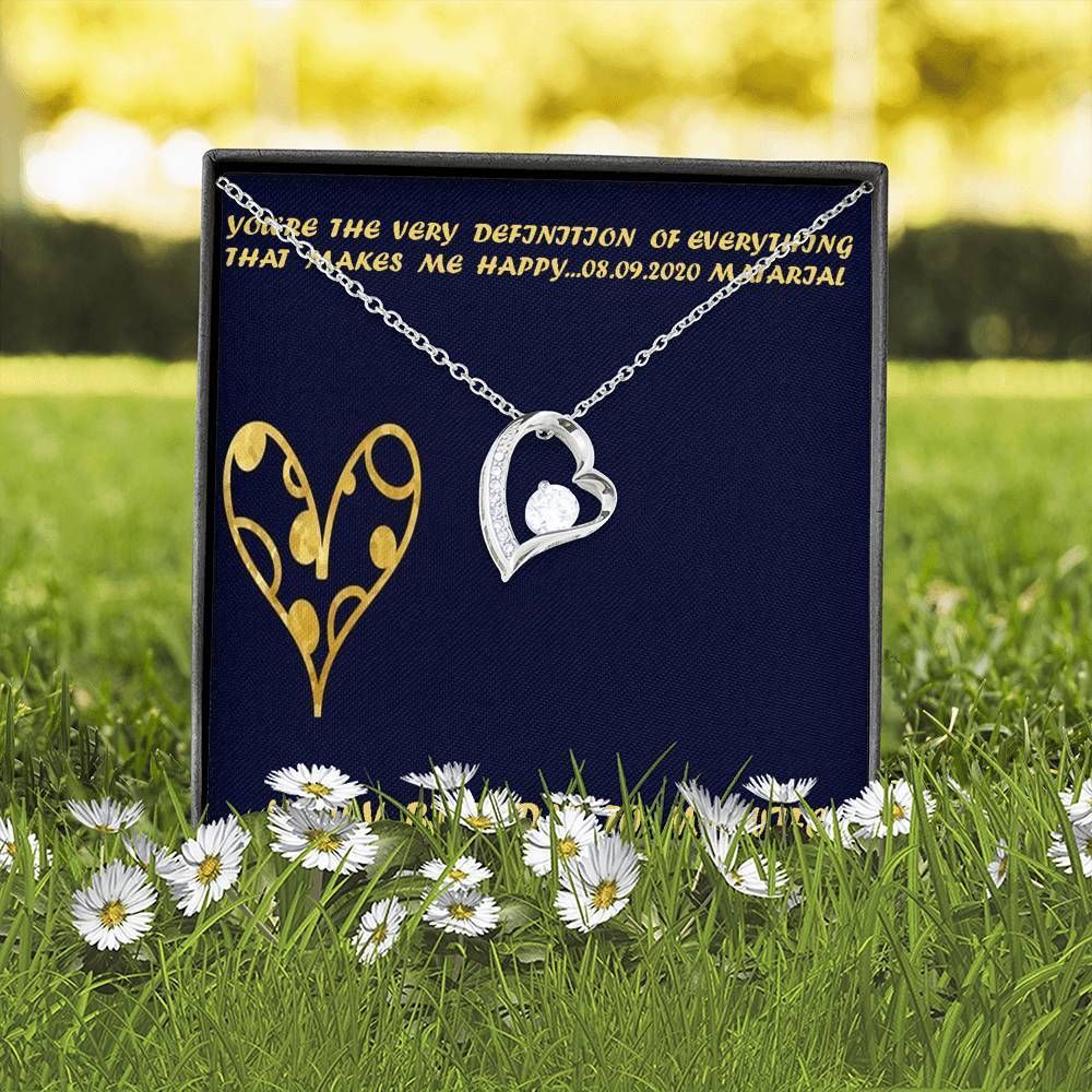 Happy Birthday To My Wife Blue 14K White Gold Forever Love Necklace