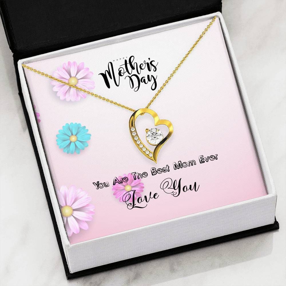 Gift For Mom You're The Best Mom Ever 14K White Gold Forever Love Necklace