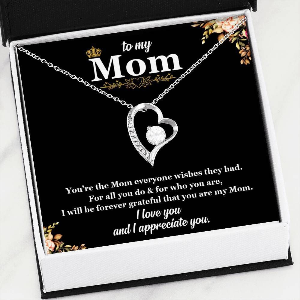 I Appreciate You 14K White Gold Forever Love Necklace Gift For Mom