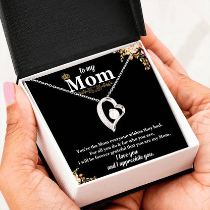 I Appreciate You 14K White Gold Forever Love Necklace Gift For Mom