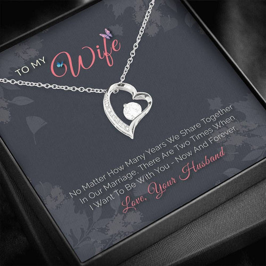 How Many Years We Share Together 14K White Gold Forever Love Necklace Gift For Wife