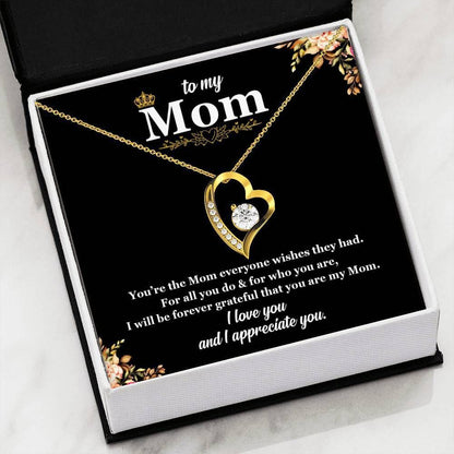 I Appreciate You 14K White Gold Forever Love Necklace Gift For Mom