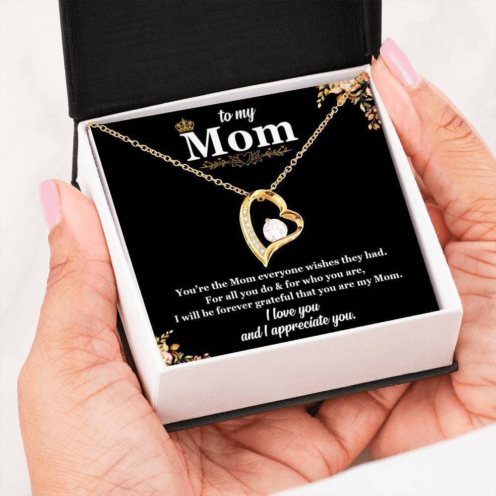 I Appreciate You 14K White Gold Forever Love Necklace Gift For Mom