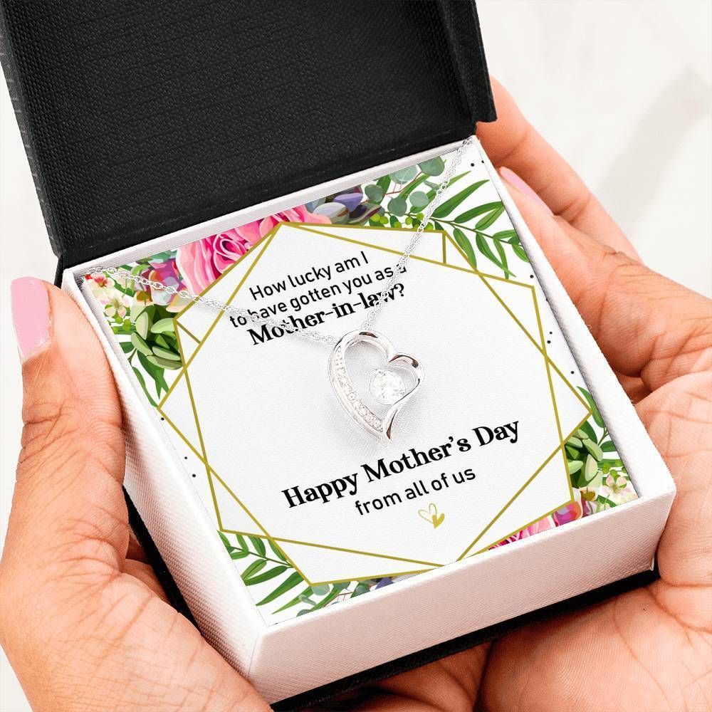 Happy Mother's Day 14K White Gold Forever Love Necklace Gift For Mom Mama In Law