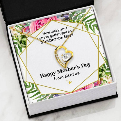 Happy Mother's Day 14K White Gold Forever Love Necklace Gift For Mom Mama In Law