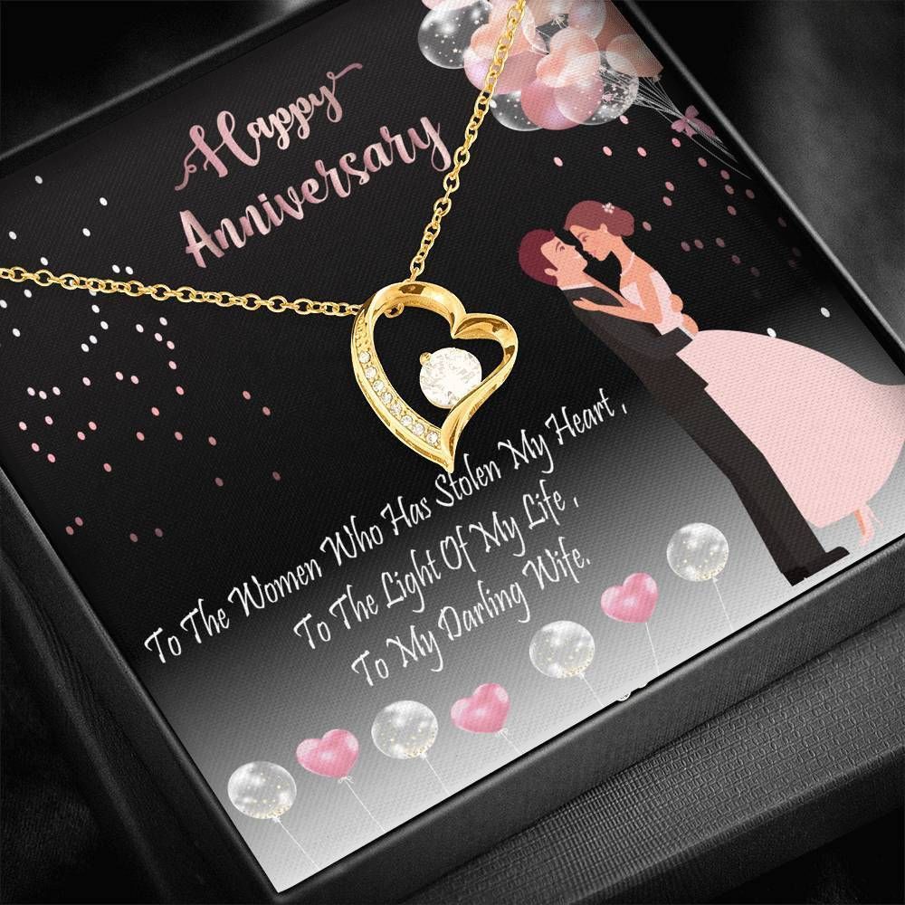 Happy Anniversary Gift For Wife 14K White Gold Forever Love Necklace