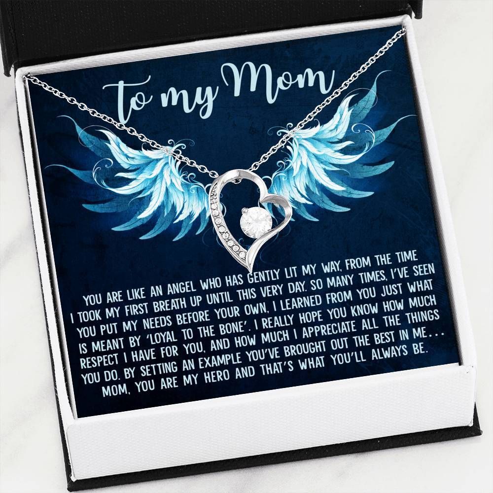 You Are Like An Angel Who Has Gently Lit My Way 14K White Gold Forever Love Necklace Gift For Mom