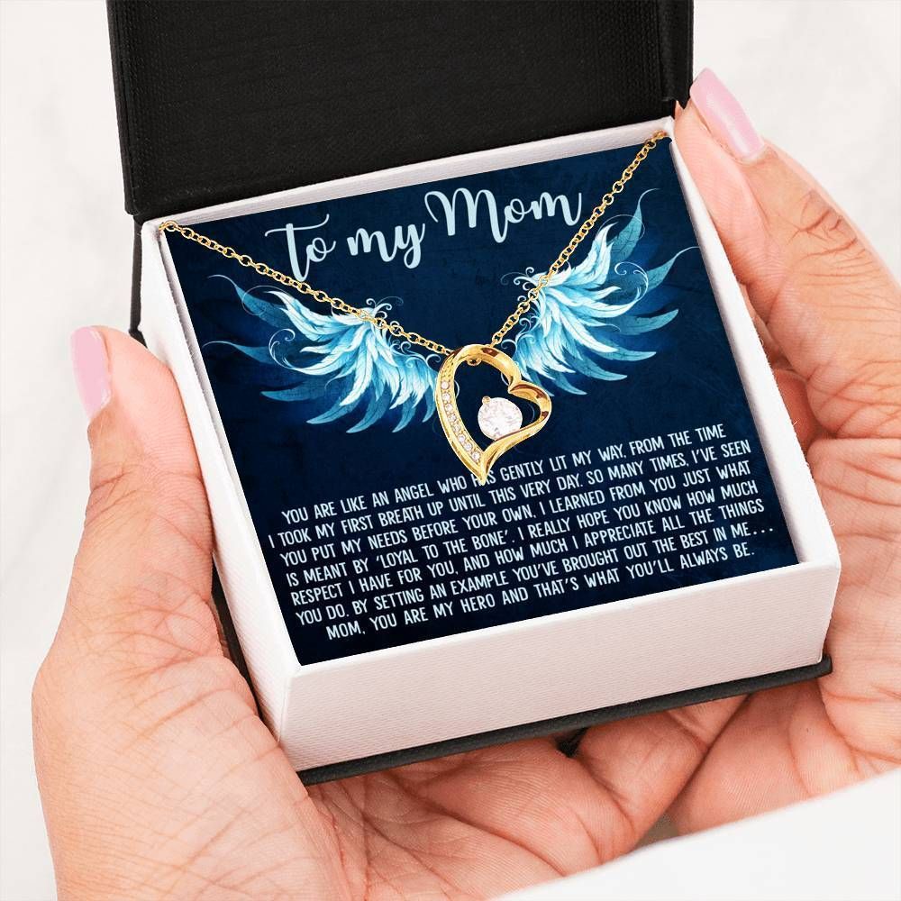 You Are Like An Angel Who Has Gently Lit My Way 14K White Gold Forever Love Necklace Gift For Mom