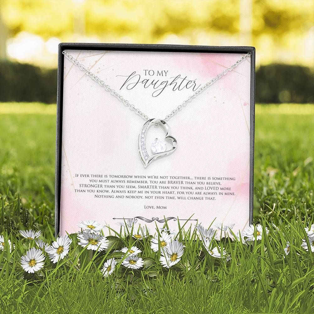 You Are Always In Mine Pink 14K White Gold Forever Love Necklace Gift For Daughter