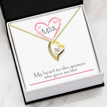 Gift For Mom My Heart To The Woman Who Gave Me Life 14K White Gold Forever Love Necklace