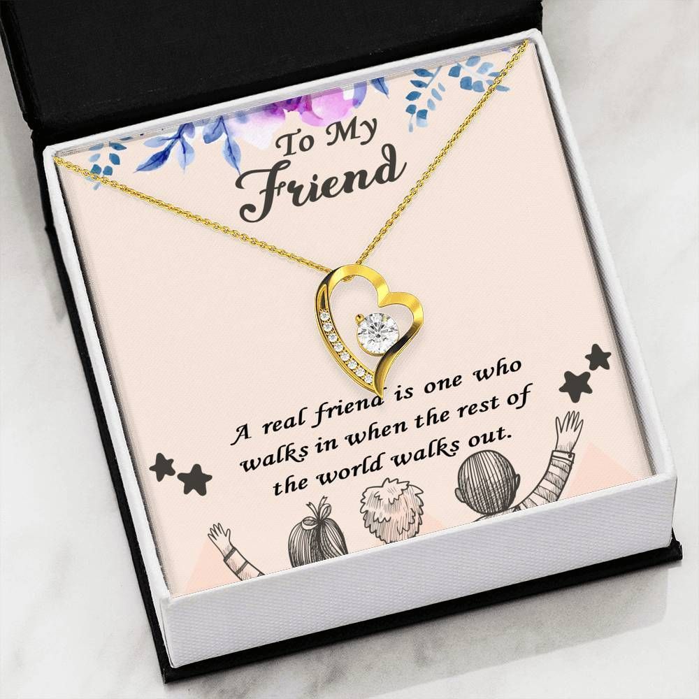 A Real Friend 14K White Gold Forever Love Necklace Gift For Women