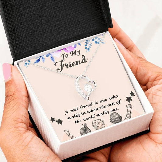 A Real Friend 14K White Gold Forever Love Necklace Gift For Women