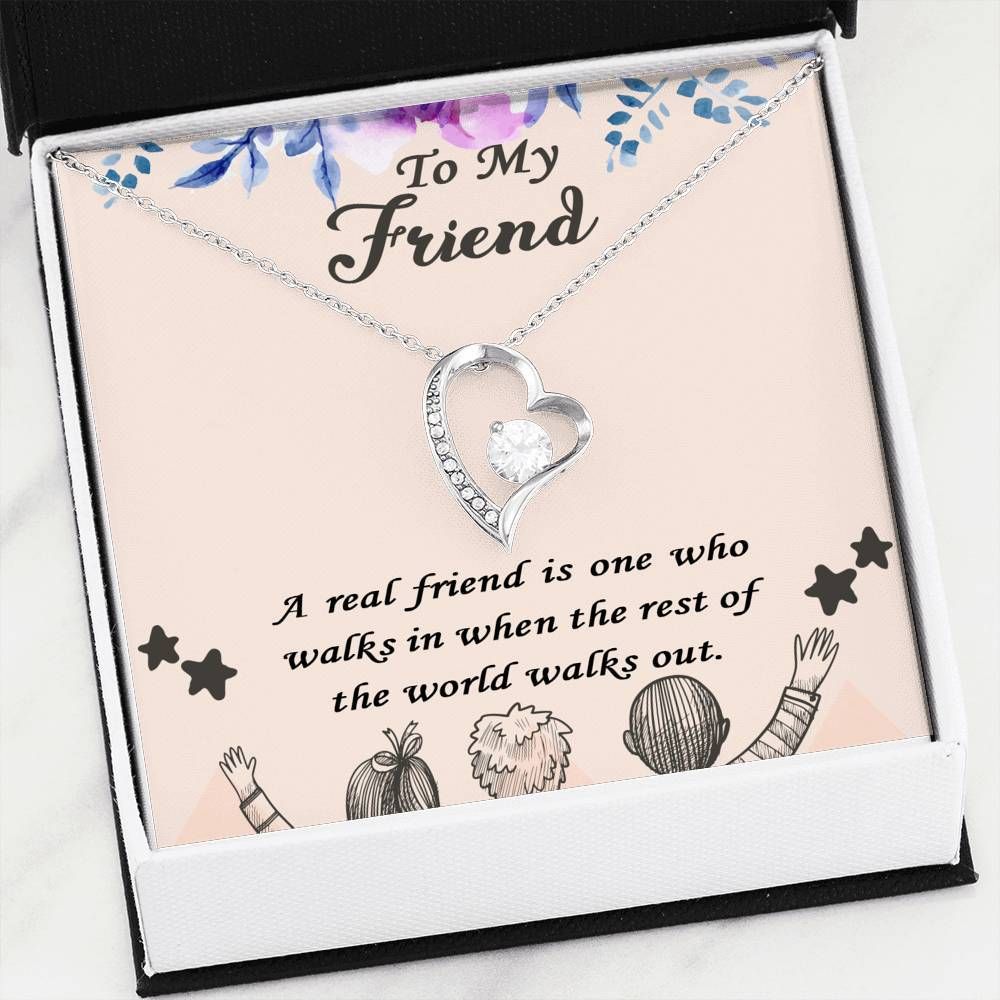 A Real Friend 14K White Gold Forever Love Necklace Gift For Women