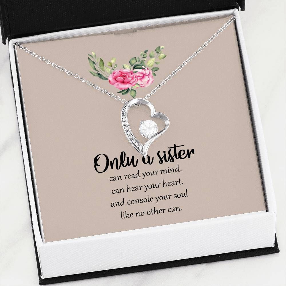 Gift For Sister Can Read Your Mind 14K White Gold Forever Love Necklace