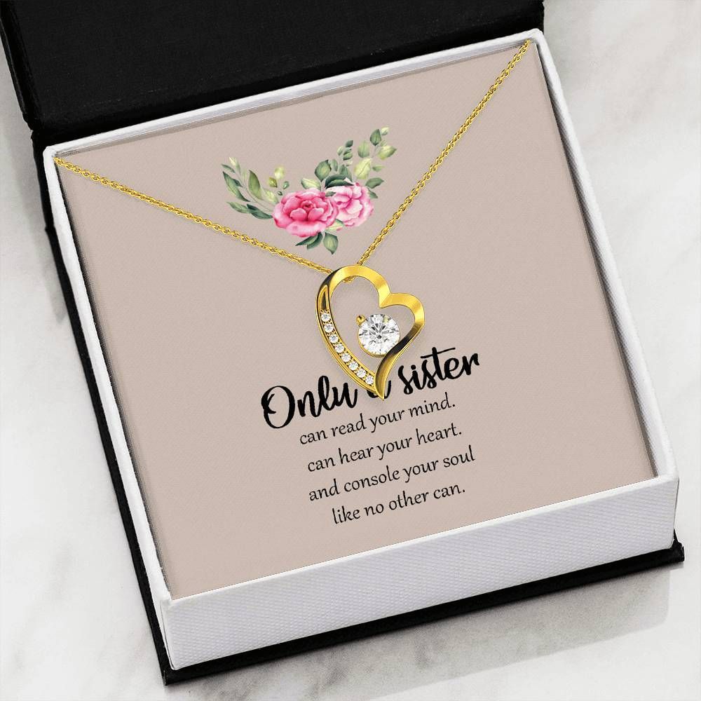 Gift For Sister Can Read Your Mind 14K White Gold Forever Love Necklace