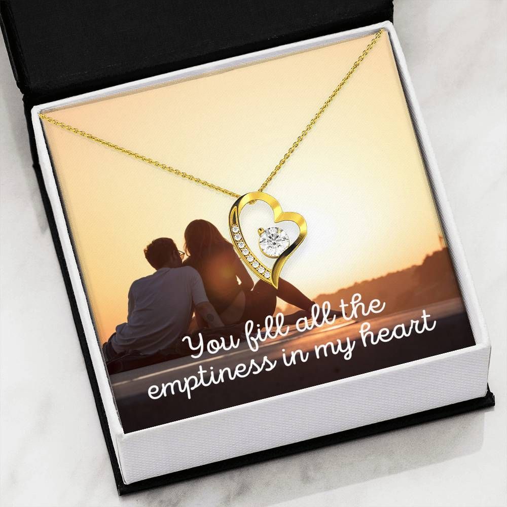 All The Emptiness In My Heart 14K White Gold Forever Love Necklace Gift For Hers