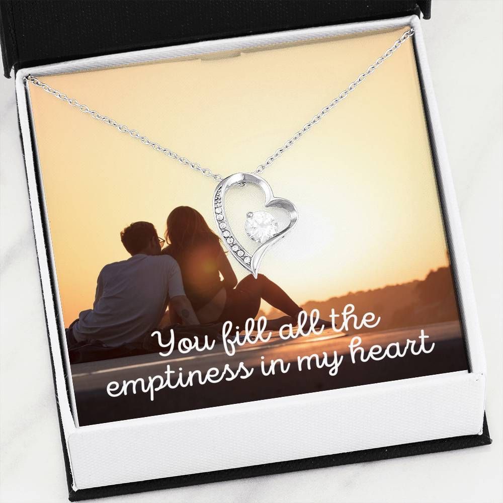 All The Emptiness In My Heart 14K White Gold Forever Love Necklace Gift For Hers