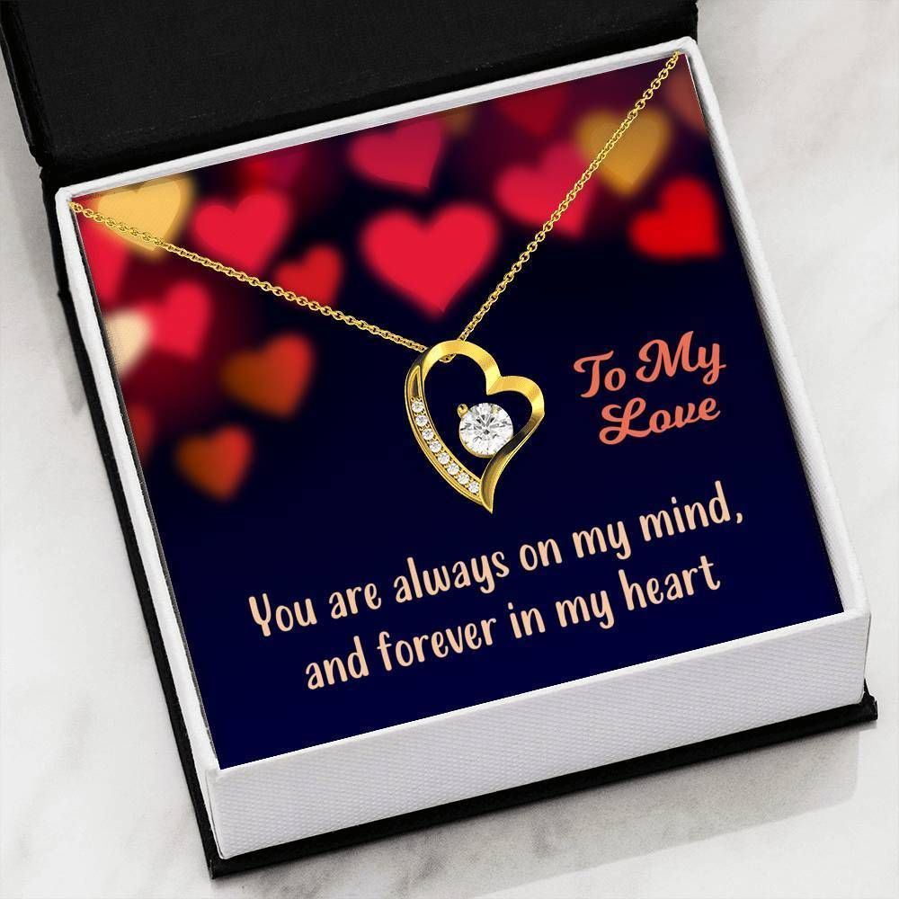 Always On My Mind 14K White Gold Forever Love Necklace Gift For Her