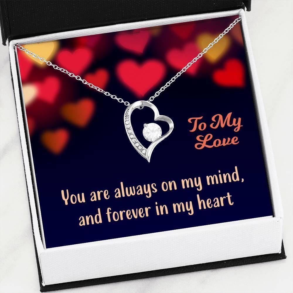 Always On My Mind 14K White Gold Forever Love Necklace Gift For Her