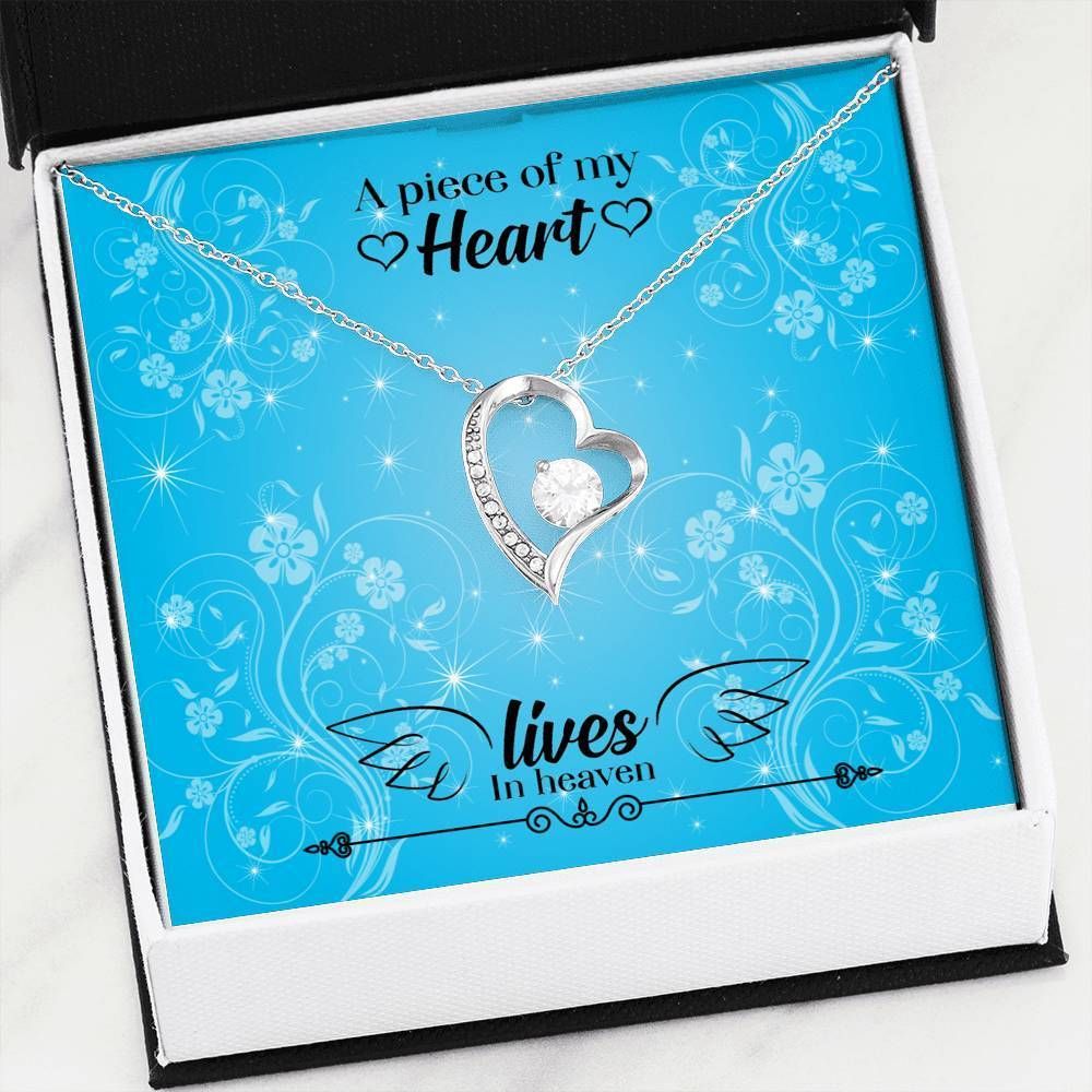 A Piece Of My Heart Blue 14K White Gold Forever Love Necklace Gift For Women