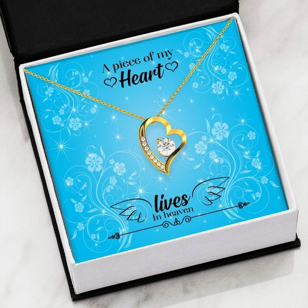 A Piece Of My Heart Blue 14K White Gold Forever Love Necklace Gift For Women