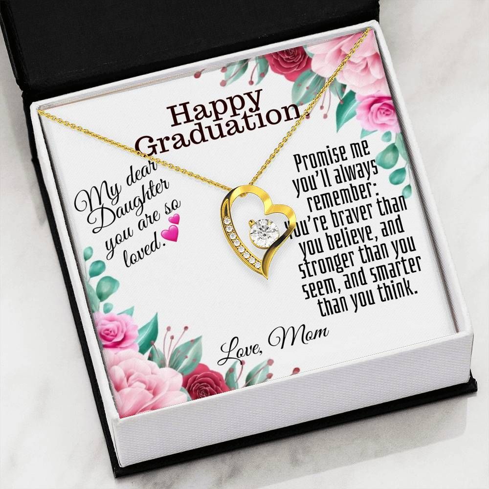 Happy Graduation Pink Rose 14K White Gold Forever Love Necklace Gift For Women