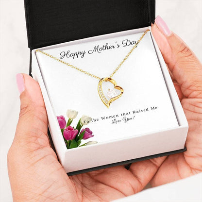 Gift For Mom Who The Women That Raised Me 14k White Gold Forever Love Necklace