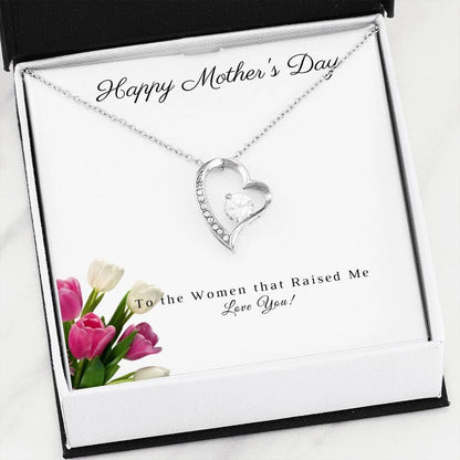 Gift For Mom Who The Women That Raised Me 14k White Gold Forever Love Necklace