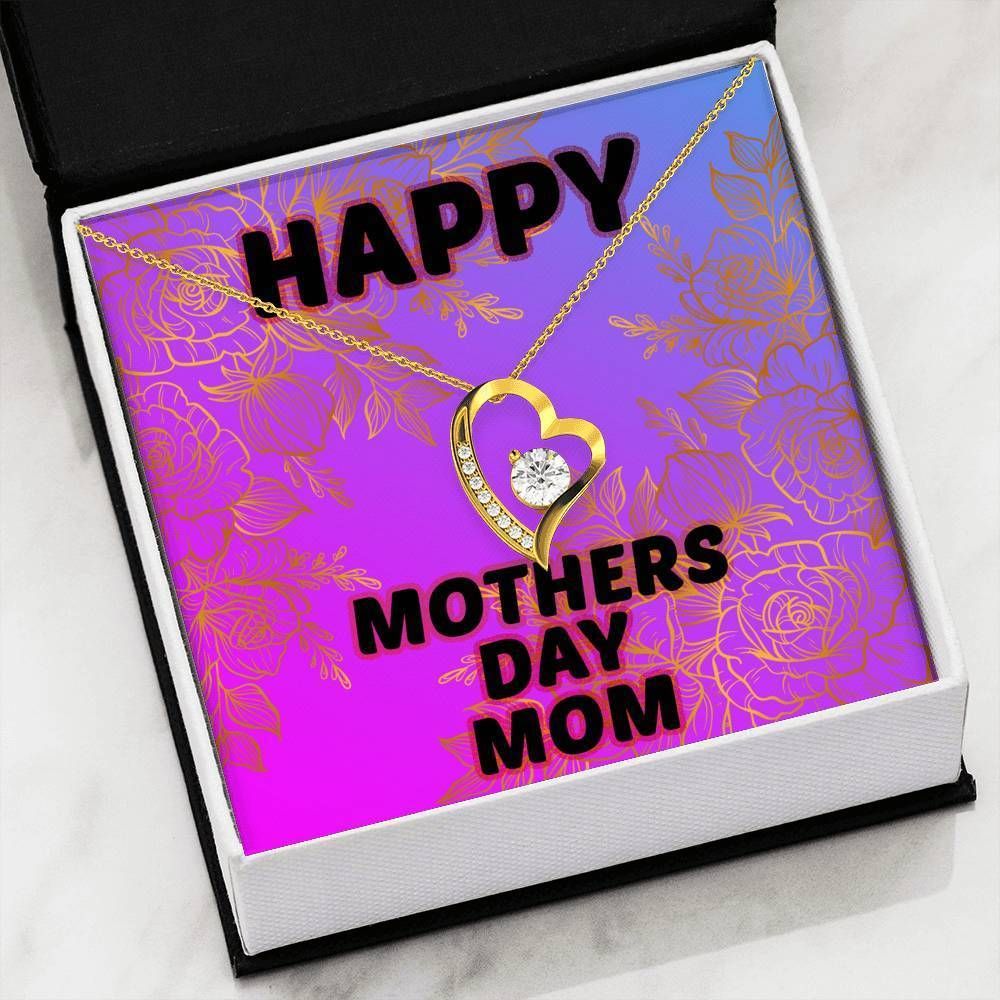 Mother's Day Neon Design 14K White Gold Forever Love Necklace Gift For Mom Mama