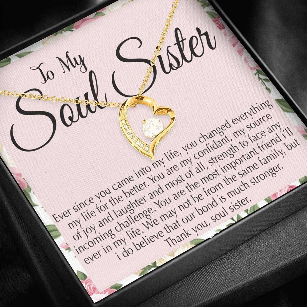 Our Bond Are Much Stronger 14K White Gold Forever Love Necklace Gift For Sister