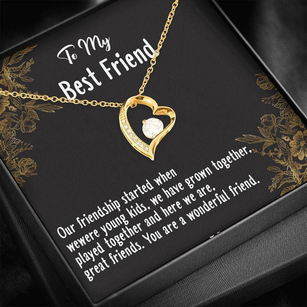 When We Were Young Kids 14K White Gold Forever Love Necklace Gift For Bff