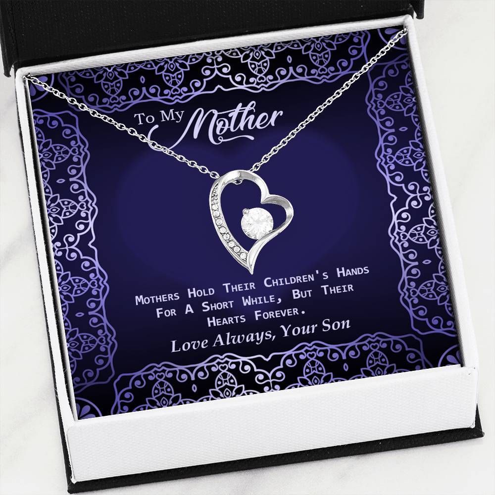 Mother Hold Their Children's Heart Forever 14K White Gold Forever Love Necklace Gift For Mom