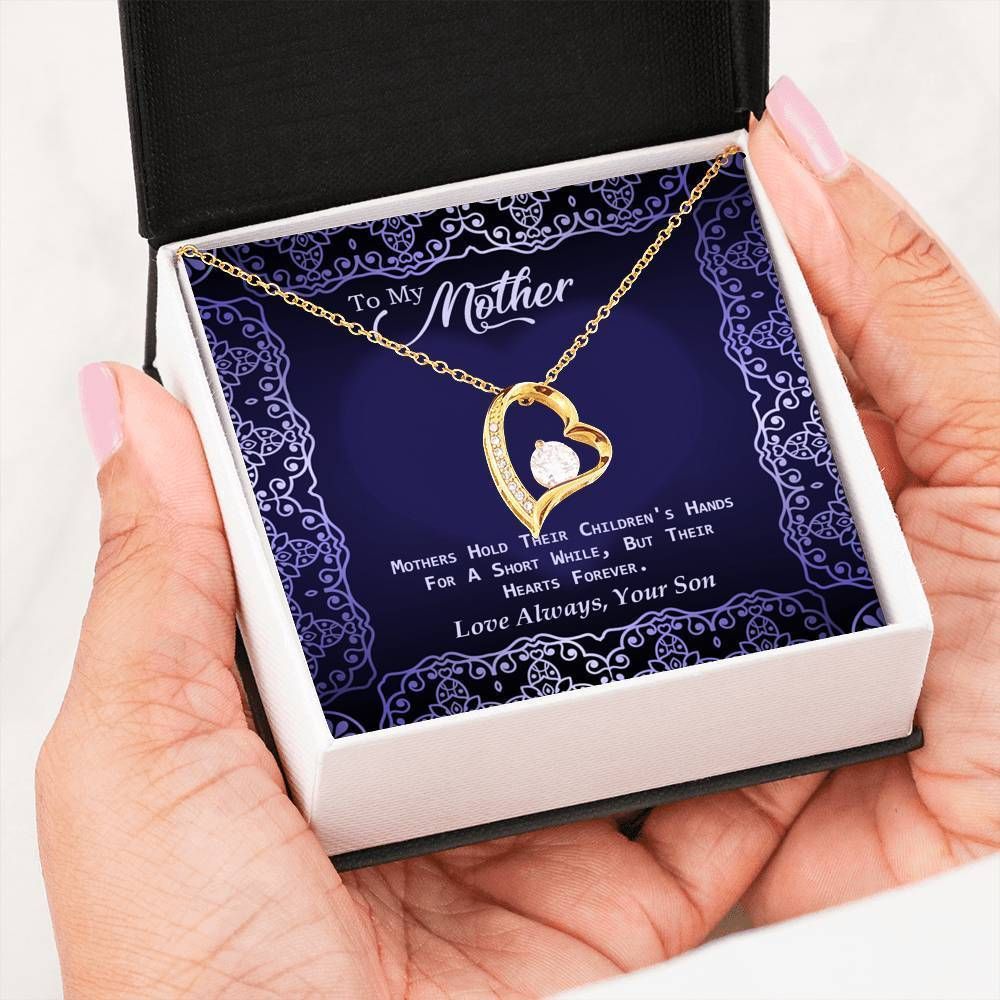 Mother Hold Their Children's Heart Forever 14K White Gold Forever Love Necklace Gift For Mom