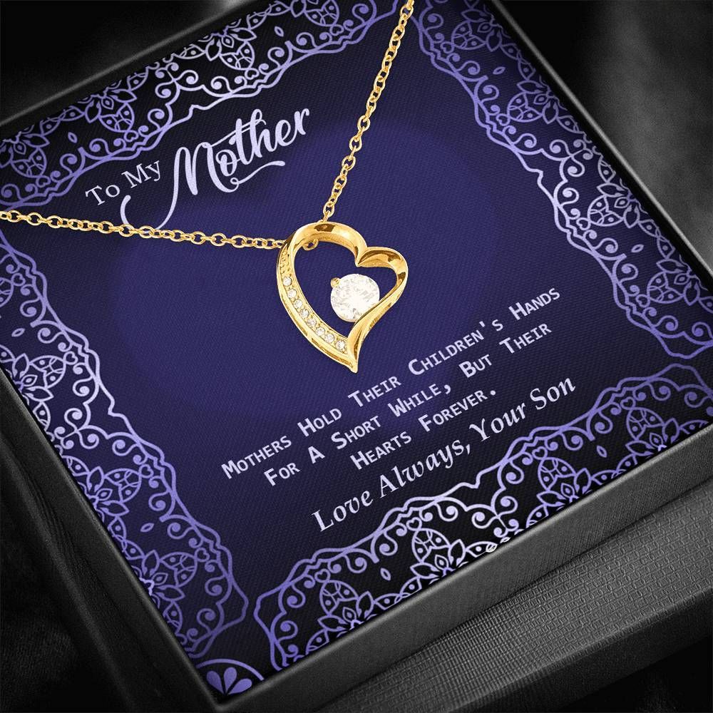 Mother Hold Their Children's Heart Forever 14K White Gold Forever Love Necklace Gift For Mom