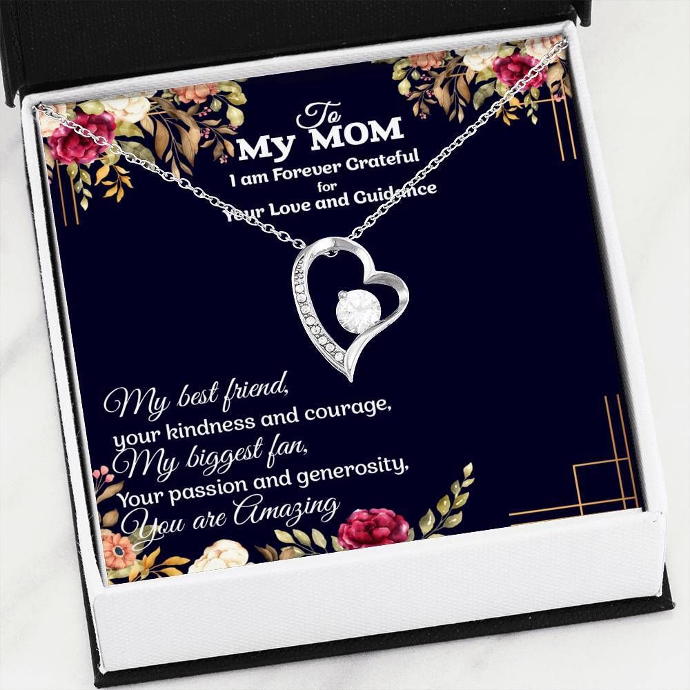 My Best Friend Dark Blue Background 14K White Gold Forever Love Necklace Gift For Mom Mama