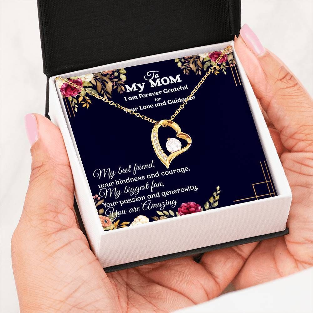 My Best Friend Dark Blue Background 14K White Gold Forever Love Necklace Gift For Mom Mama