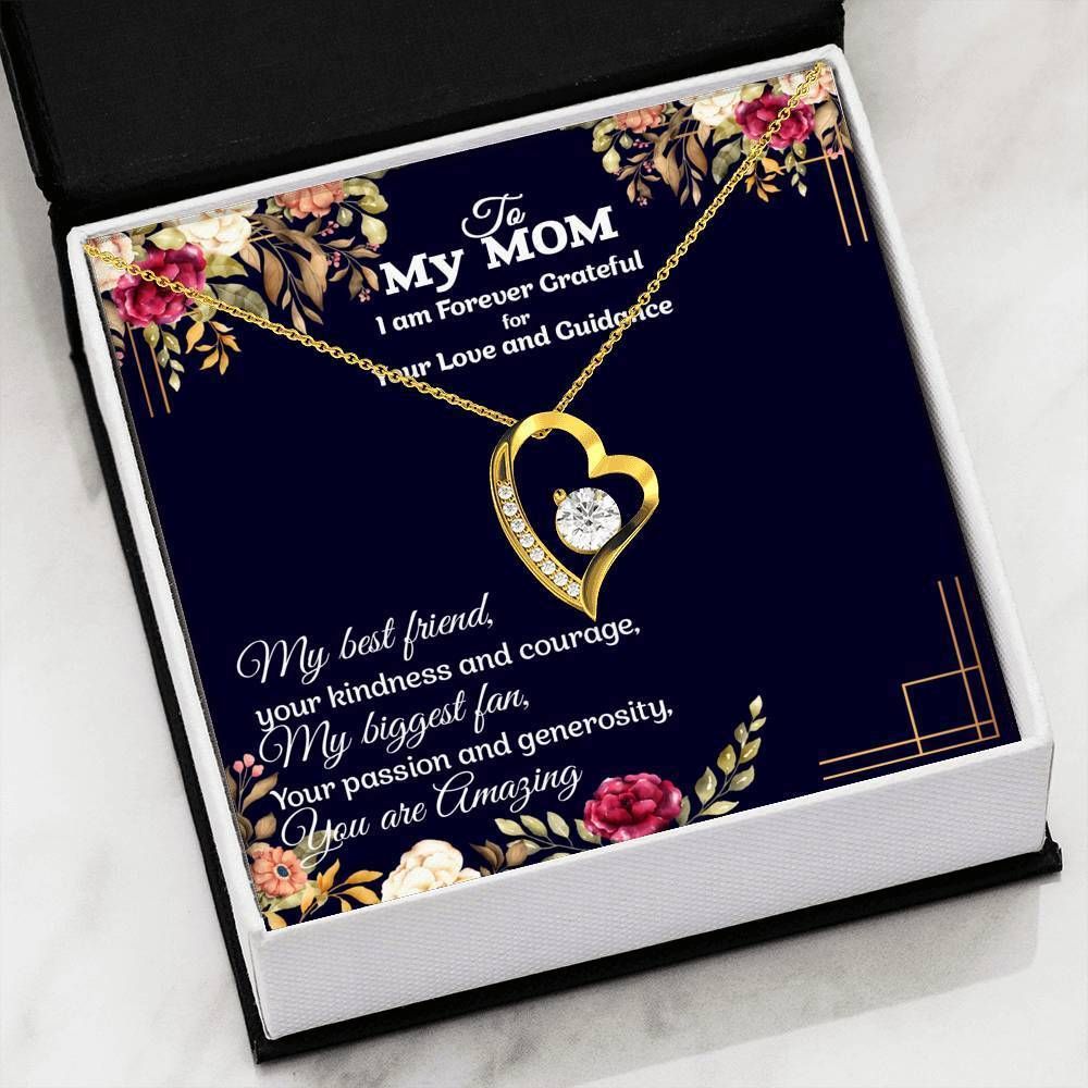 My Best Friend Dark Blue Background 14K White Gold Forever Love Necklace Gift For Mom Mama