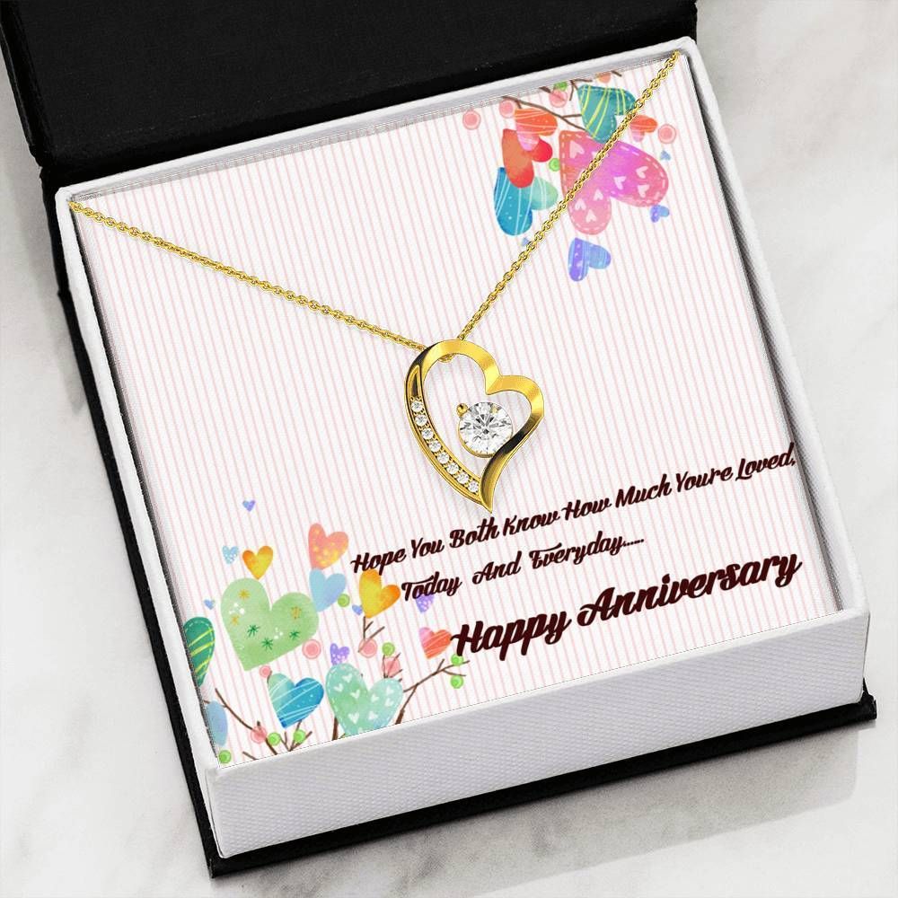 Happy Couple Anniversary Gift For Girlfriend 14K White Gold Forever Love Necklace