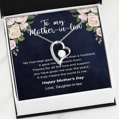 Thank For All The Love 14K White Gold Forever Love Necklace Gift For Mom In Law