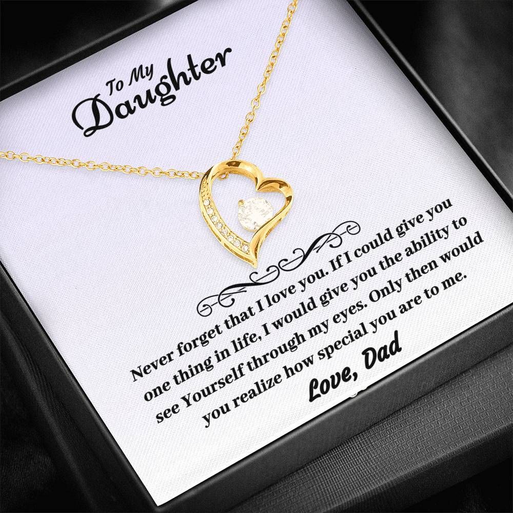 Gift For Daughter Never Forget That I Love You 14K White Gold Forever Love Necklace